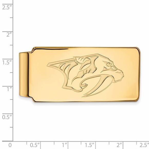 SS 14k Yellow Gold Plated NHL Nashville Predators Money Clip - Picture 2 of 3